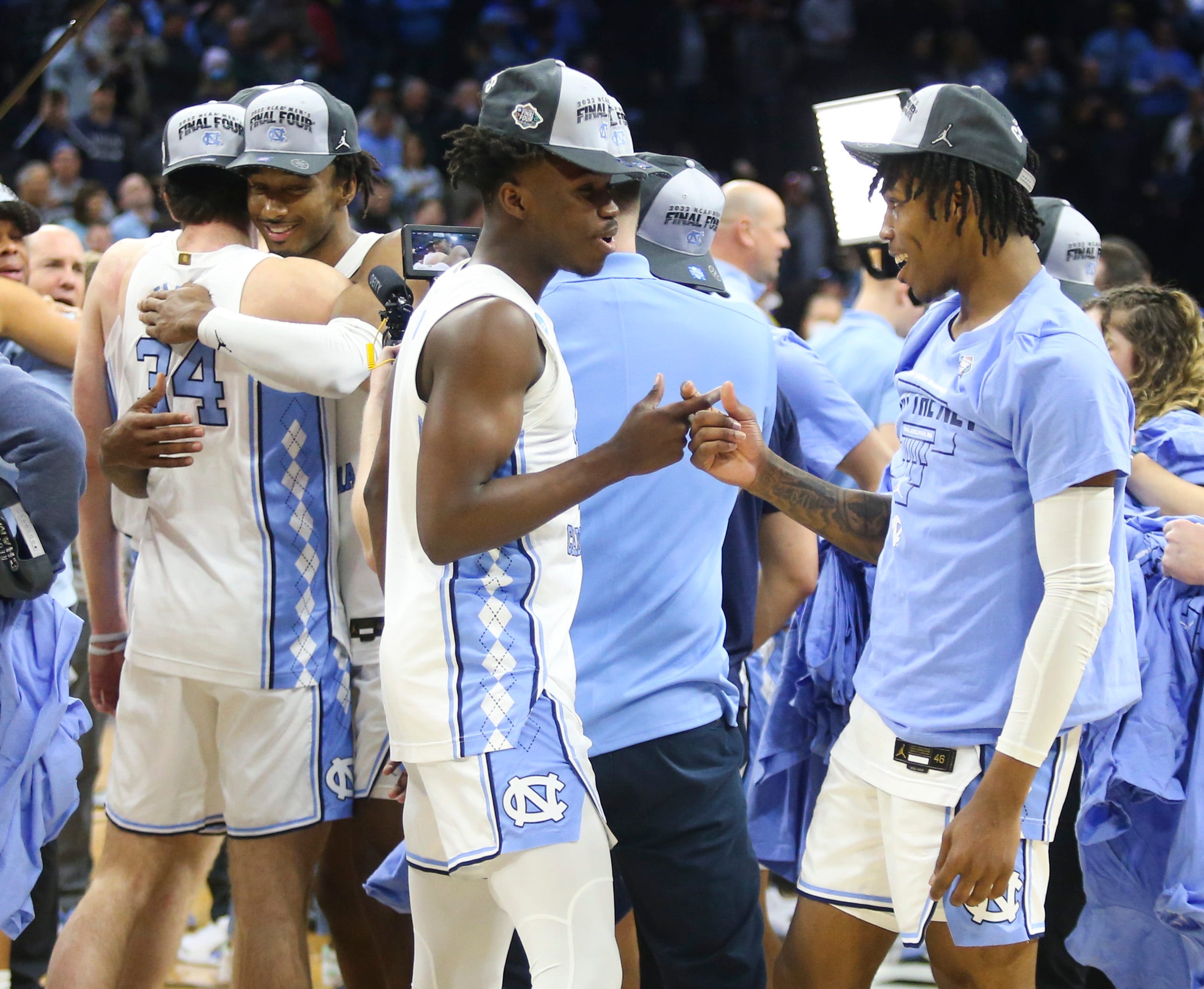 North Carolina enjoys its trip to the Final Four and East Regional championship after the Peacocks’ 69-49 loss to UNC in the Elite Eight round of the NCAA tournament at the Wells Fargo Center in Philadelphia, Sunday, March 27, 2022.
Ncaa Basketball Ncaa Tournament Saint Peter S Vs Unc Saint Peter S At Unc