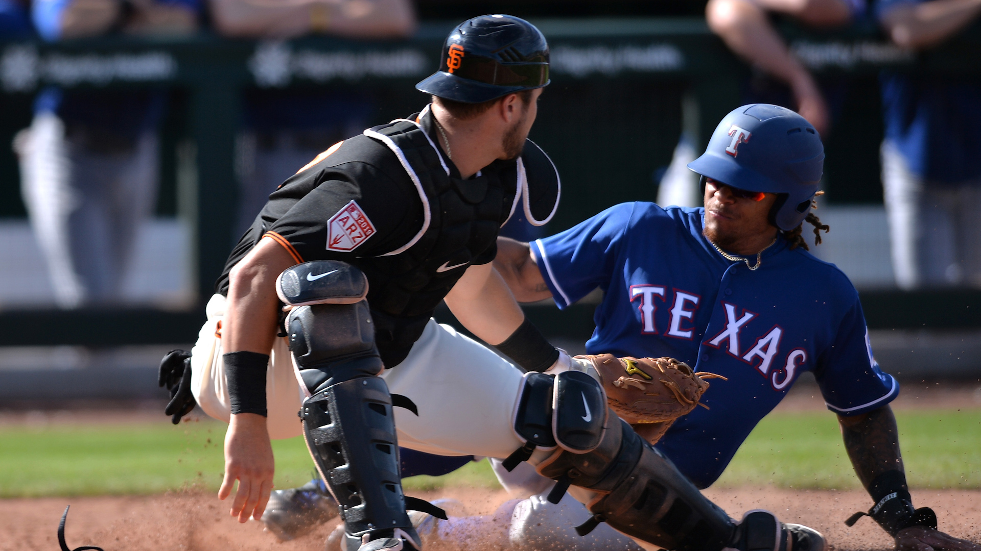 Joey Gallo tests the dimensions at the Texas Rangers' new ballpark