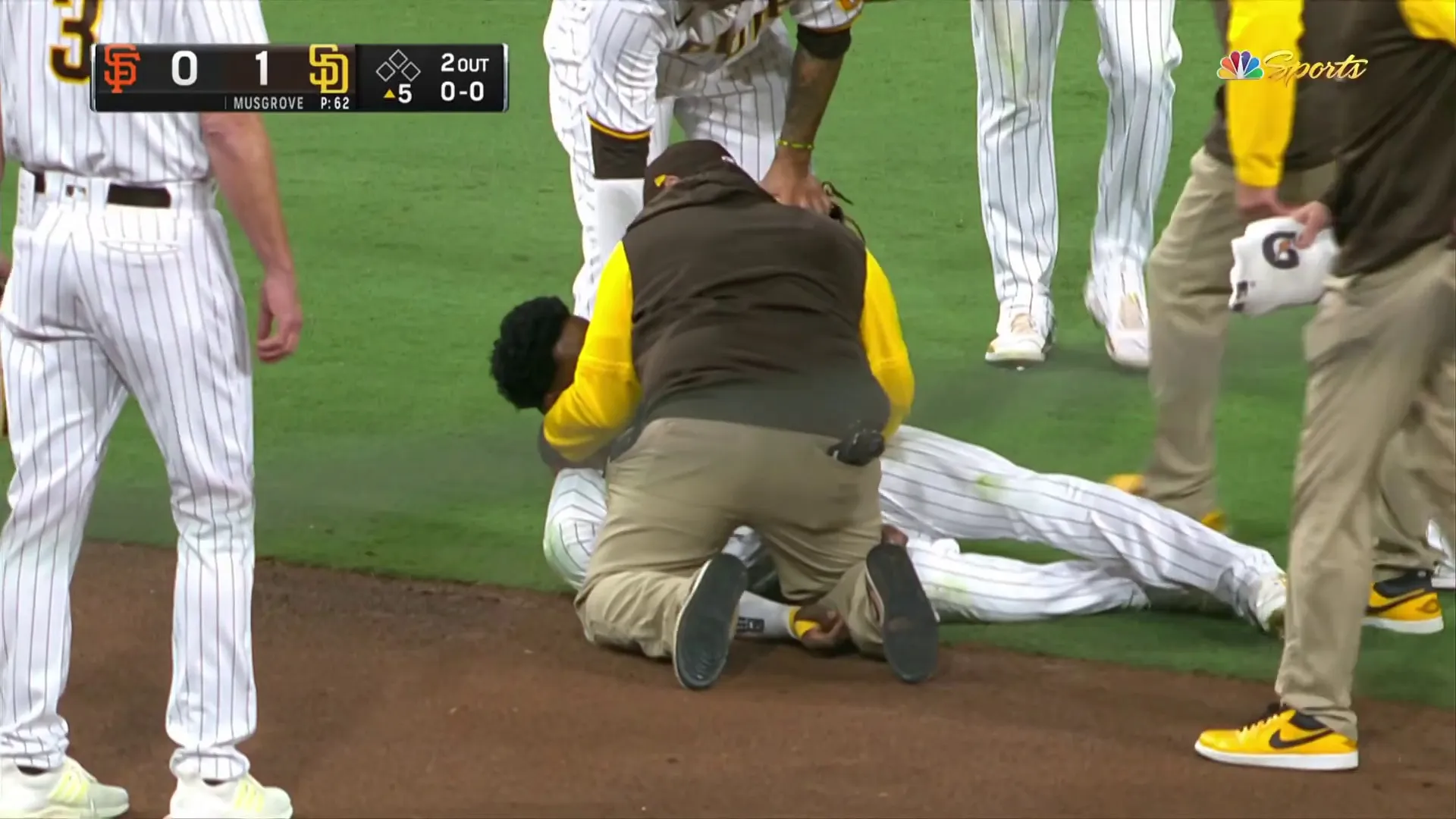 Padres Player Collapses on Field After Scary Collision with Teammate