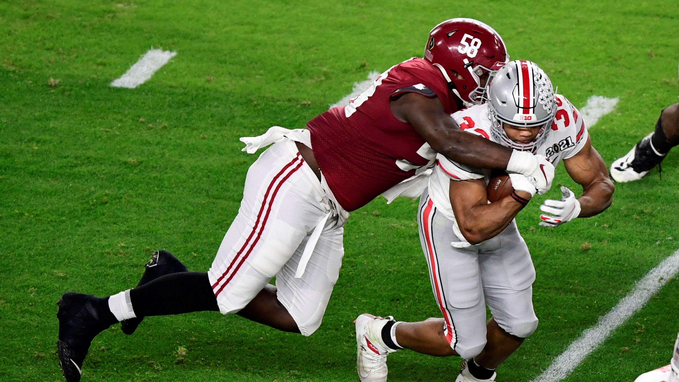 <p>With Elijah Moore off the board, the Jags elect to use their second first-round pick on Christian Barmore. He's powerful defensive tackle with strong hands who can anchor Jacksonville's defensive line. <em>--JS</em></p>

<p> </p>

<p> </p>

