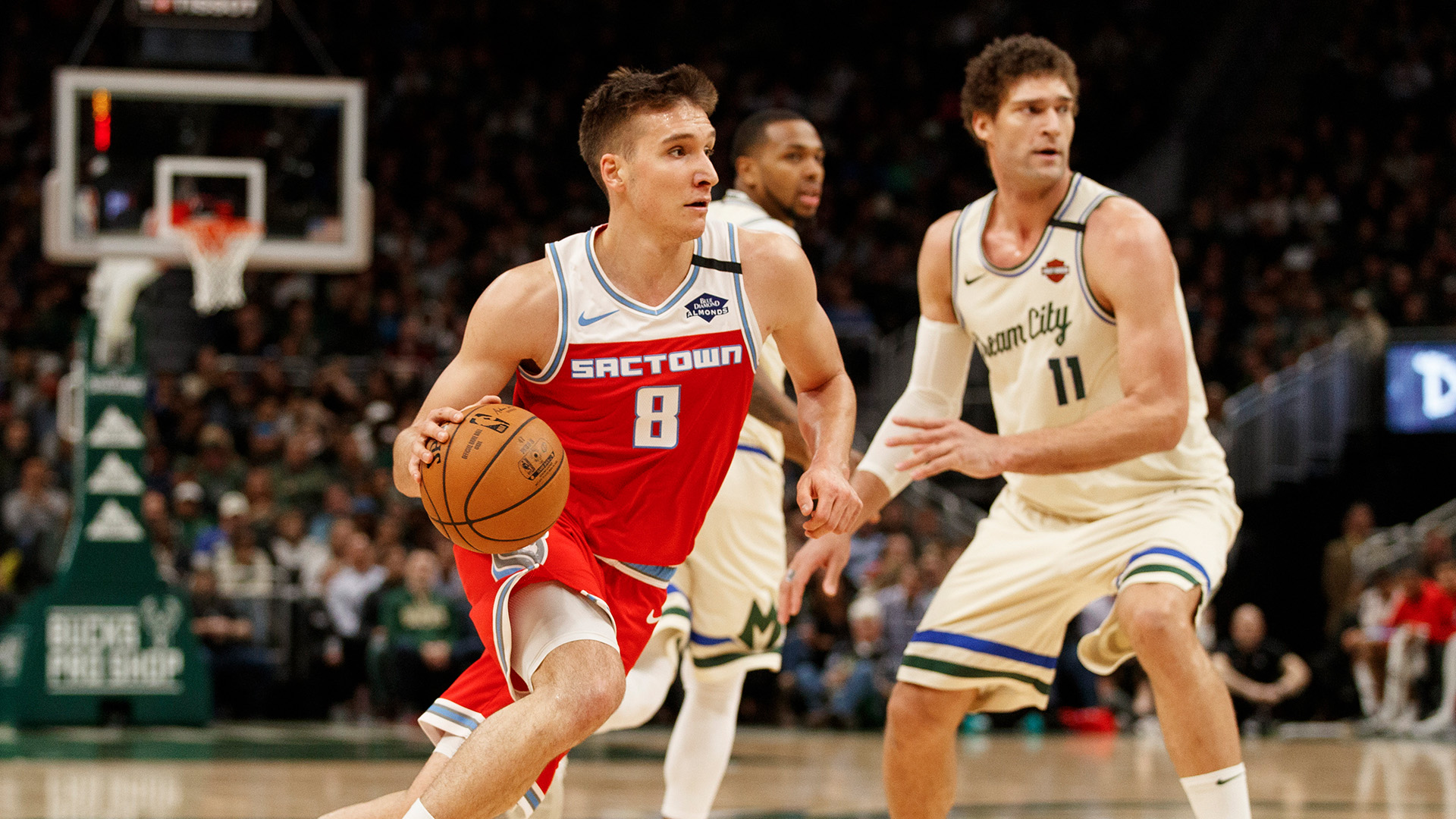 <p class="p1"><strong>Estimated cap space</strong>: $114 million guaranteed</p>
<p class="p1">After busting in the bubble, the Bucks need to add to their arsenal if they hope to keep Giannis Antetokounmpo happy and in Milwaukee beyond this season. The problem is they are out of cap space and don’t exactly have the contracts to match up salaries. It’s unlikely the Kings would consider a player like Eric Bledsoe, who is owed close to $55 million over the next three seasons, plays the same position as De’Aaron Fox and has a long history of injury.</p>
<p class="p1">Donte DiVincenzo would look great in a Kings uniform, but the Kings would have to take back additional pieces <a data-timestamp="1603131448" href="https://www.nbcsports.com/bayarea/kings/nba-rumors-kings-bogdan-bogdanovic-expected-be-bucks-free-agency-target">in any swap</a>. While Milwaukee might be interested, it’s tough to see a trade working between these two teams.</p>