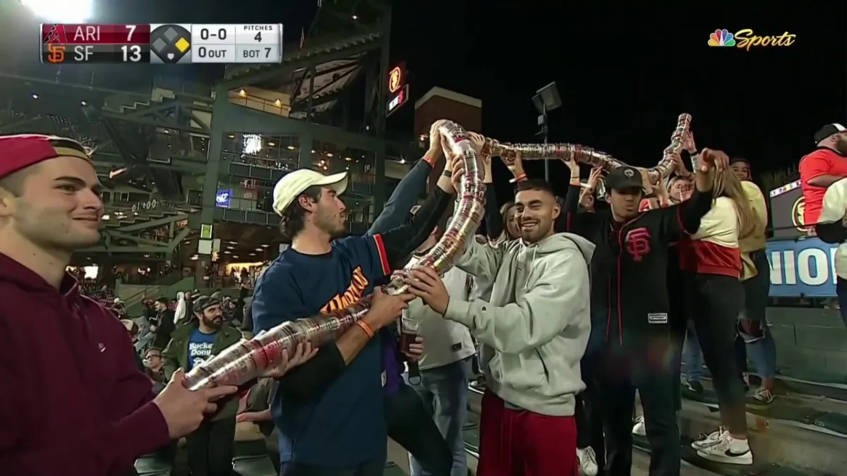 Wrigley Field ‘cup snake’ makes its way to Oracle Park bleachers – NBC