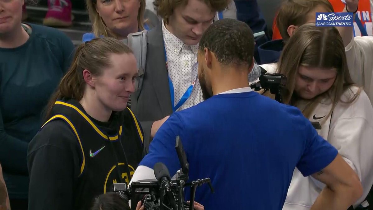 Steph Curry meets Taylor Robertson before Thunder vs Warriors NBA game