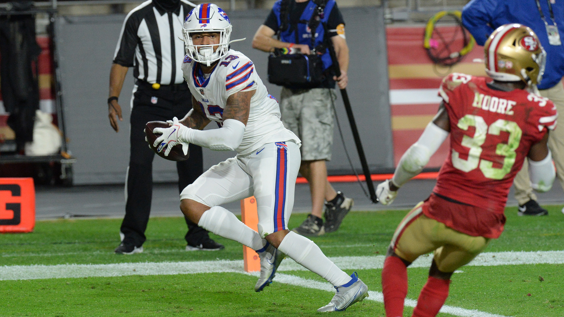 <p>The 49ers’ pass defense, which entered the game as one of the best in the league, offered zero resistance against Bills quarterback Josh Allen. The 49ers’ pass rush – four-man or blitz packages – yielded no consistent pressure on Allen. Dion Jordan had a sack, and Kentavius Street was called for another crucial (and controversial) roughing-the-passer penalty.</p>

<p>You name a player in the 49ers’ secondary, and that player at times struggled – Tarvarius Moore, Jason Verrett, Dontae Johnson, Richard Sherman and Jimmie Ward. Allen completed 80 percent of his pass attempts for 375 yards and four touchdowns.</p>

<p><strong>Grade: F</strong></p>
