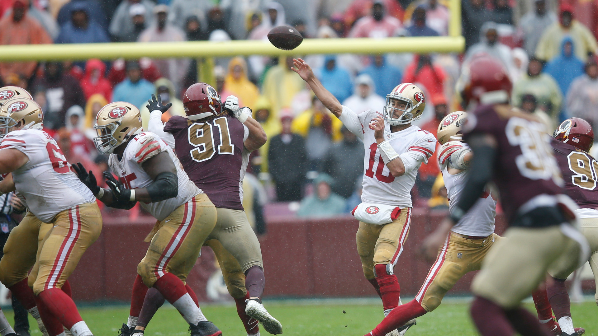 <p>We know Ron Rivera is OUT on Dwayne Haskins.</p>

<p>Kyle Allen is a good backup quarterback and Alex Smith has been a nice story, but he's not the quarterback he once was following his gruesome leg injury.</p>

<p>The Football Team is competing for the NFC East title and will miss out on the top quarterbacks in the class if they punch their ticket to the playoffs.</p>

<p>Enter: Garoppolo.</p>

<p>The Football Team has a few good young playmakers in Terry McLaurin and Antonio Gibson, who could thrive with a quarterback like Garoppolo running the show.</p>

<p>The NFC East is up for grabs every year, but the WFT could become the front-runners if they add Garoppolo.</p>
