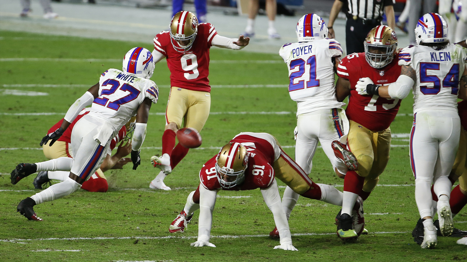 <p>Robbie Gould made one field goal and three extra points. Punter Mitch Wishowsky averaged 45.0 yards, but the coverage unit surrendered a 22-yard return to Andre Roberts. The 49ers put Aiyuk back to return a punt – the only punt the 49ers forced – and he returned it 16 yards.</p>

<p><strong>Grade: C</strong></p>
