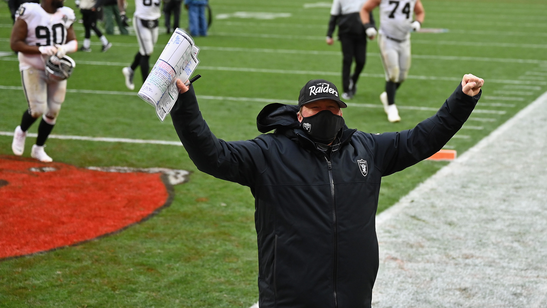 <p>Last year, the Raiders were firmly in the playoff picture. Then, the Silver and Black failed to beat Sam Darnold, Gardner Minshew and Drew Lock, sending the Raiders to a 7-9 finish. </p>
<p>Sunday's Week 8 game against the Cleveland Browns was exactly the type of game the 2019 Raiders would have found a way to lose. The defense would have gotten gashed, even in a wind storm, and Derek Carr would have once again come up short in the cold. </p>
<p>None of that was the case Sunday in Cleveland. Facing a Browns team that they will be jockeying for a wild-card spot with down the stretch, the Raiders' much-maligned defense held the Browns to six points (with the help of 25-mph winds) and Carr made numerous plays with his legs in the second half to keep the offense on the field. </p>
<p>The result was a 16-6 win and a 4-3 record heading into a Week 9 tilt with a Chargers team that is much better than its 2-5 record. </p>
<p>Jon Gruden's club has several issues. The defense remains a huge issue that will eventually spell the end of their season.</p>
<p>But this is a lengthy rebuilding plan for Gruden, and Sunday showed progress from a year ago. If the Raiders want to make the playoffs, they have to beat teams who they believe they are equal to or better than. </p>
<p>Sunday's win against the Browns could end up being the difference between an 8-8 or 9-7 season that ends after Week 17 and a trip to the postseason. </p>
<p>Slowly but surely, Gruden's plan is taking hold.</p>