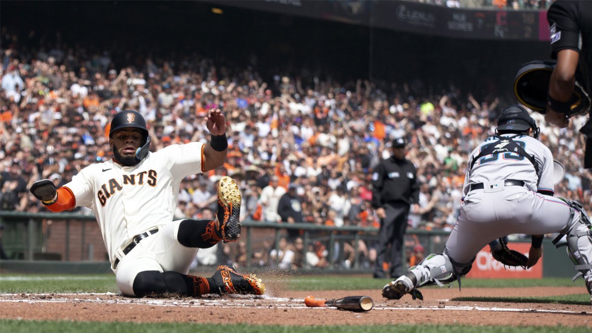 San Francisco Giants' Heliot Ramos against the Miami Marlins