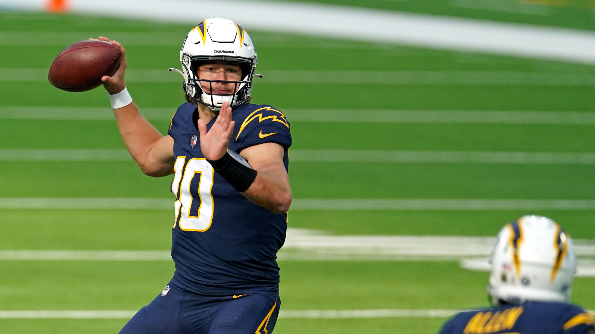 <p><strong>Line: </strong>Dolphins -2.5</p>
<p>It's incredible the way the Chargers find a new and excruciating way to lose every week. The Bolts are a 2-6 team that very well could be 8-0.</p>
<p>Justin Herbert has been fantastic, but he can't play defense, kick field goals or field punts, all things the Chargers are struggling to do competently.</p>
<p>Tua Tagovailoa put on a show in his second career start and the Dolphins are surging behind a good defense and one of the best coaches in the NFL.</p>
<p>I want to see the Dolphins do it again before I buy-in. The Chargers still have a playoff prayer if they make a run. Herbert outduels Tagovailoa and the Chargers defense makes just enough stops to seal the win.</p>
<p>We're riding with the Bolts one last time.</p>
<p><strong>Pick: </strong>Chargers 27, Dolphins 24</p>
