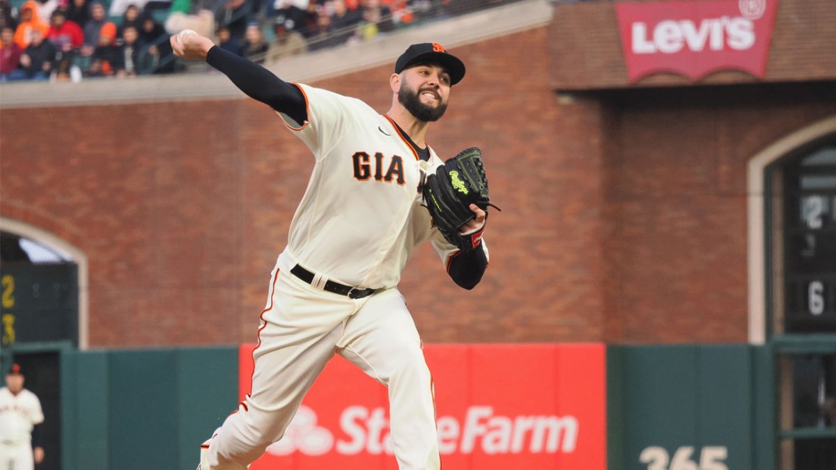 Jakob Junis of the San Francisco Giants pitches against the San