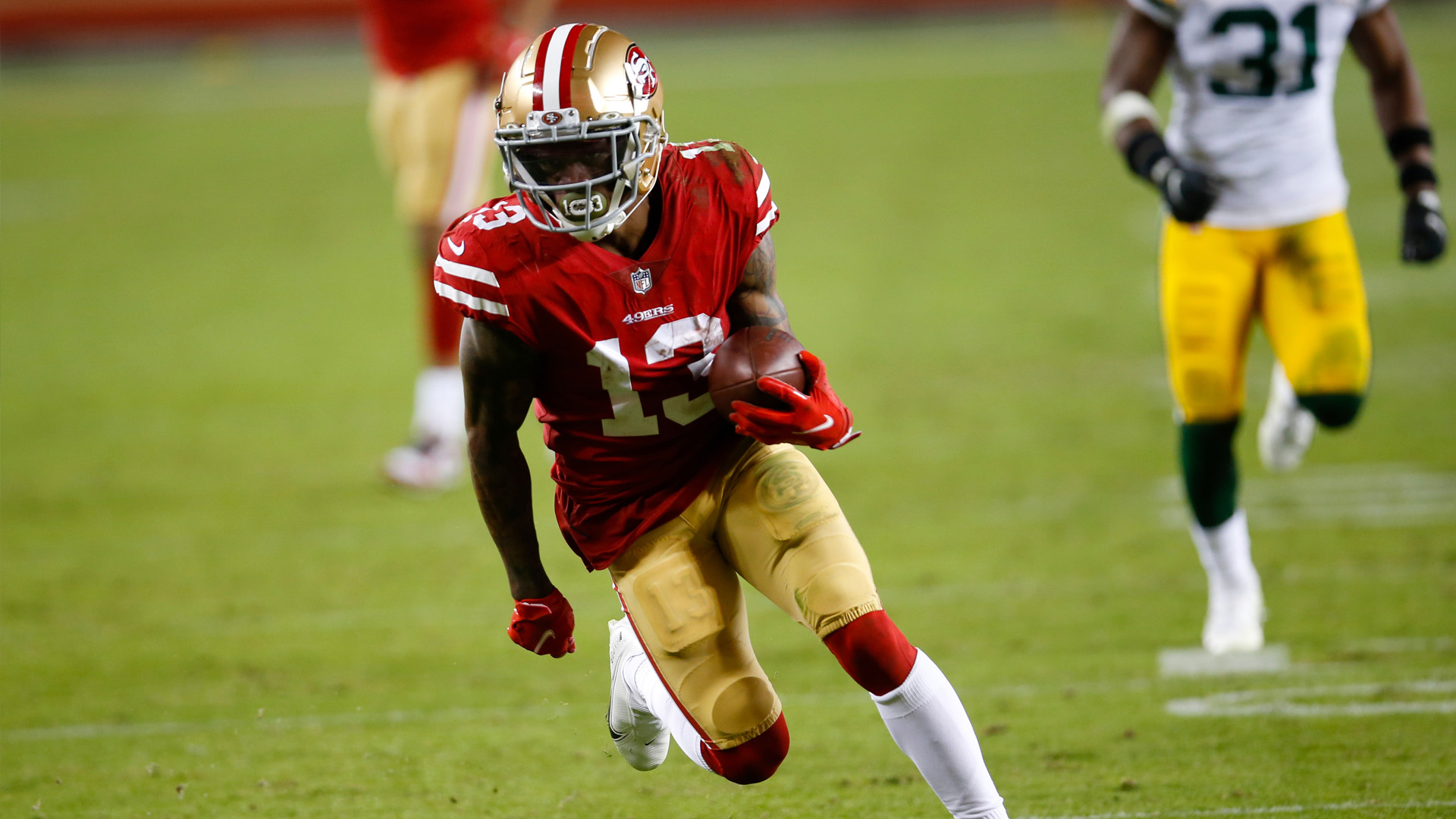 <p>Throughout the course of his first two=and-a-half seasons with the 49ers, James was a return specialist and a seldom-used offensive player.</p>
<p>He made quite a statement last week in hopes of changing his role on the team.</p>
<p>James was inserted into the game plan to take the spot that coach Kyle Shanahan designed for rookie Brandon Aiyuk.</p>
<p>James came through with nine catches for 184 yards and a touchdown. It was the 49ers’ best day for a wide receiver since Anquan Boldin had 208 yards receiving against the Packers in the season opener of 2013.</p>
<p>Samuel will not be available for the 49ers on Sunday, so James and Aiyuk will start against Saints cornerbacks Marshon Lattimore and Janoris Jenkins. James is more comfortable in the slot, but he showed he can win on the outside, too.</p>
<p>He has earned the right to get on the field to become a more-significant contributor for as long as he remains with the 49ers.</p>