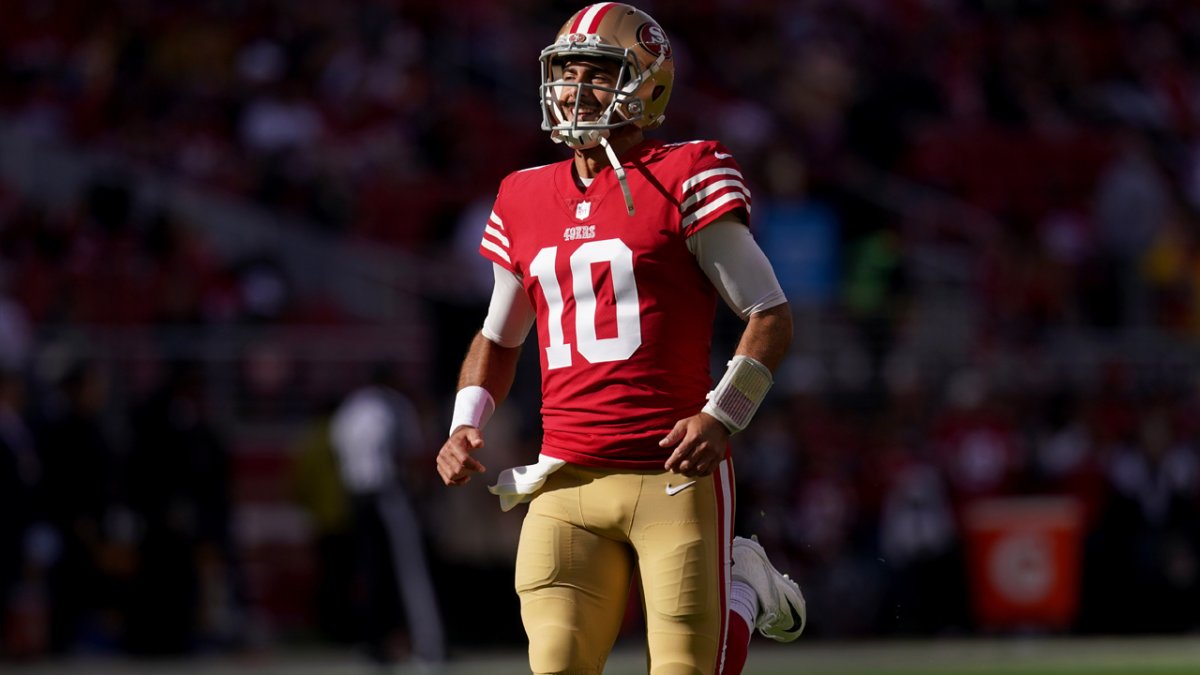 San Francisco 49ers quarterback Jimmy Garoppolo in action against