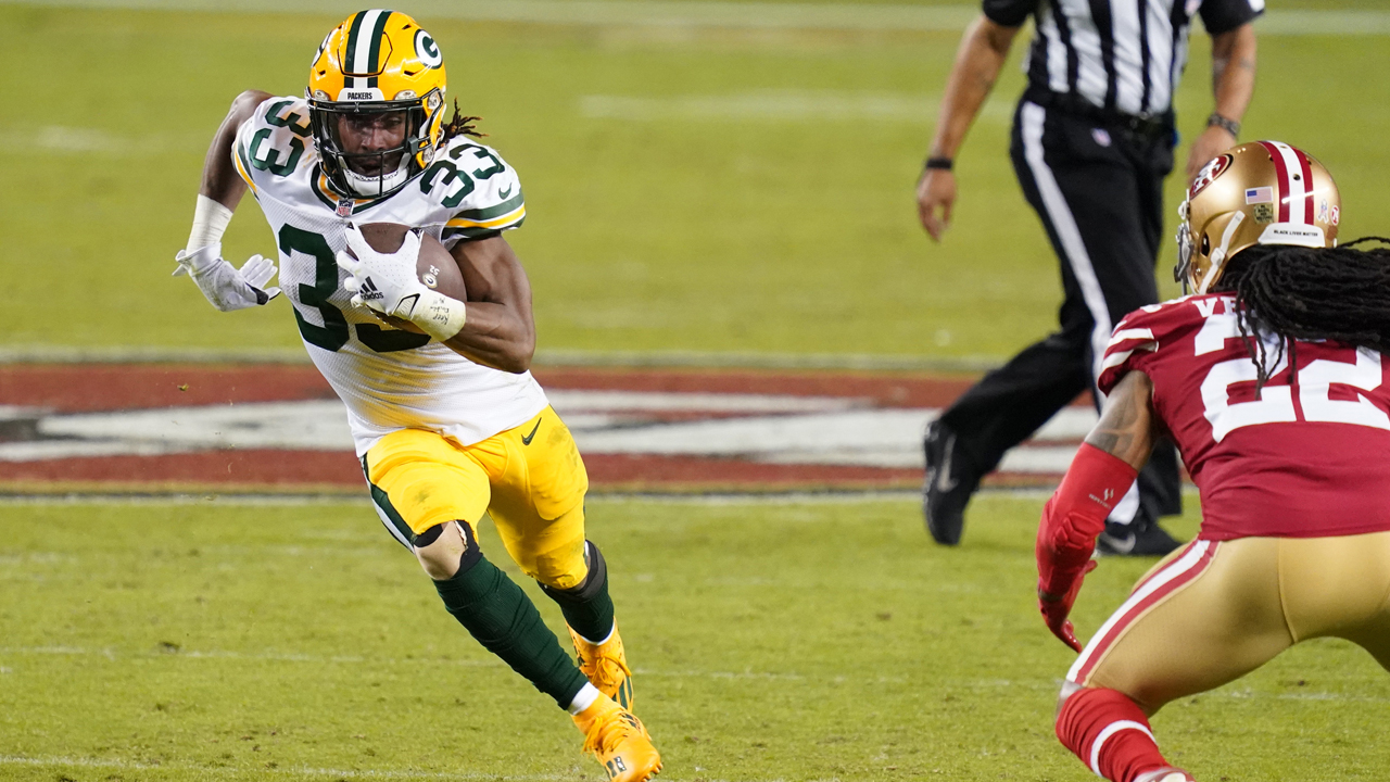 <p>Aaron Jones, who entered the game listed as questionable with a calf injury, helped the Packers get going on the first drive of the game. He finished with 58 yards on 15 carries.</p>

<p>The 49ers missed some tackles early in the game that enabled Green Bay to pick up some extra yards. As far as 49ers’ few bright spots, look no further than linebacker Fred Warner. He piled up a game-high 13 tackles.</p>

<p><strong>Grade: C</strong></p>
