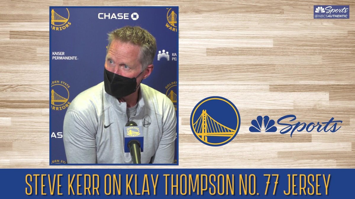 The Athletic no X: The Warriors gave Klay Thompson a No. 77 jersey after  he missed the cut for the #NBA75 He had fun wearing his new number around  😂 🎥 @Money23Green
