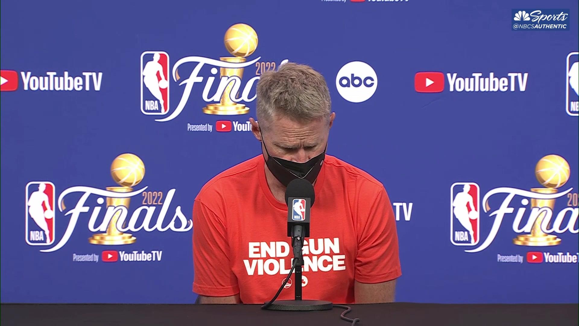 Warriors, Celtics wear 'End Gun Violence' shirts before NBA Finals game