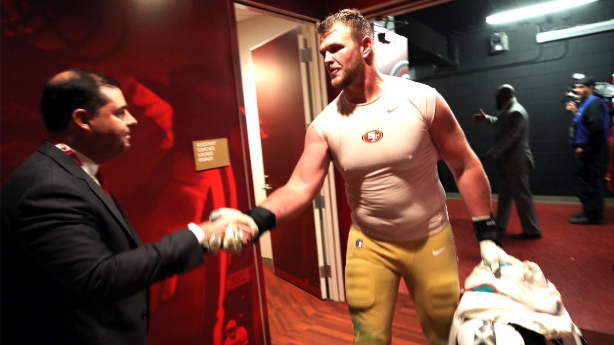 John Lynch on Mike McGlinchey: If he misses his market, we'd be interested  but I don't see that happening - NBC Sports