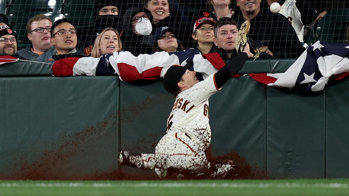 GIF: Wil Myers thinks he made an awesome catch, but he didn't