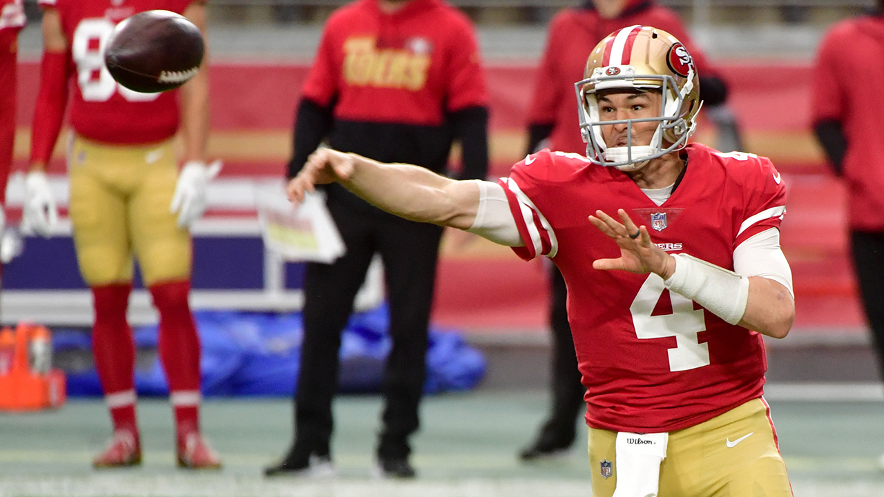 <p>If coach Kyle Shanahan was going to make a switch at quarterback, it would’ve happened at halftime of the Washington game ...</p>
<p>Or at the end or the third quarter after Nick Mullens threw a pick-six ...</p>
<p>Or, certainly, on Wednesday as the 49ers began preparations to face the Cowboys.</p>
<p>Shanahan is sticking with Mullens, which is a clear indication of what he thinks about Mullens in comparison to C.J. Beathard. But in announcing Mullens would make his seventh start of the season, Shanahan did not exactly give Mullens a resounding vote of confidence, either.</p>
<p>“Nick's the guy who we'll start out with and we'll see how it goes,” Shanahan said.</p>
<p>The 49ers should be able to run the ball effectively against Dallas, which owns the NFL’s worst run defense. The Cowboys allow 162.7 yards rushing per game with a 5.1 average yards per attempt.</p>
<p>Mullens must be able to use the 49ers’ threat of the running game to make plays through the air. He must see things clearly and be decisive as the 49ers’ offensive line will have neither Tom Compton nor Colton McKivitz available at right guard.</p>
<p>Mullens is scheduled to be a restricted free agent at the end of the season, and if he finishes the season on an up-tick he would be a clear favorite to return next season in a backup role.</p>
<p> </p>
<p> </p>
<p> </p>
<p> </p>