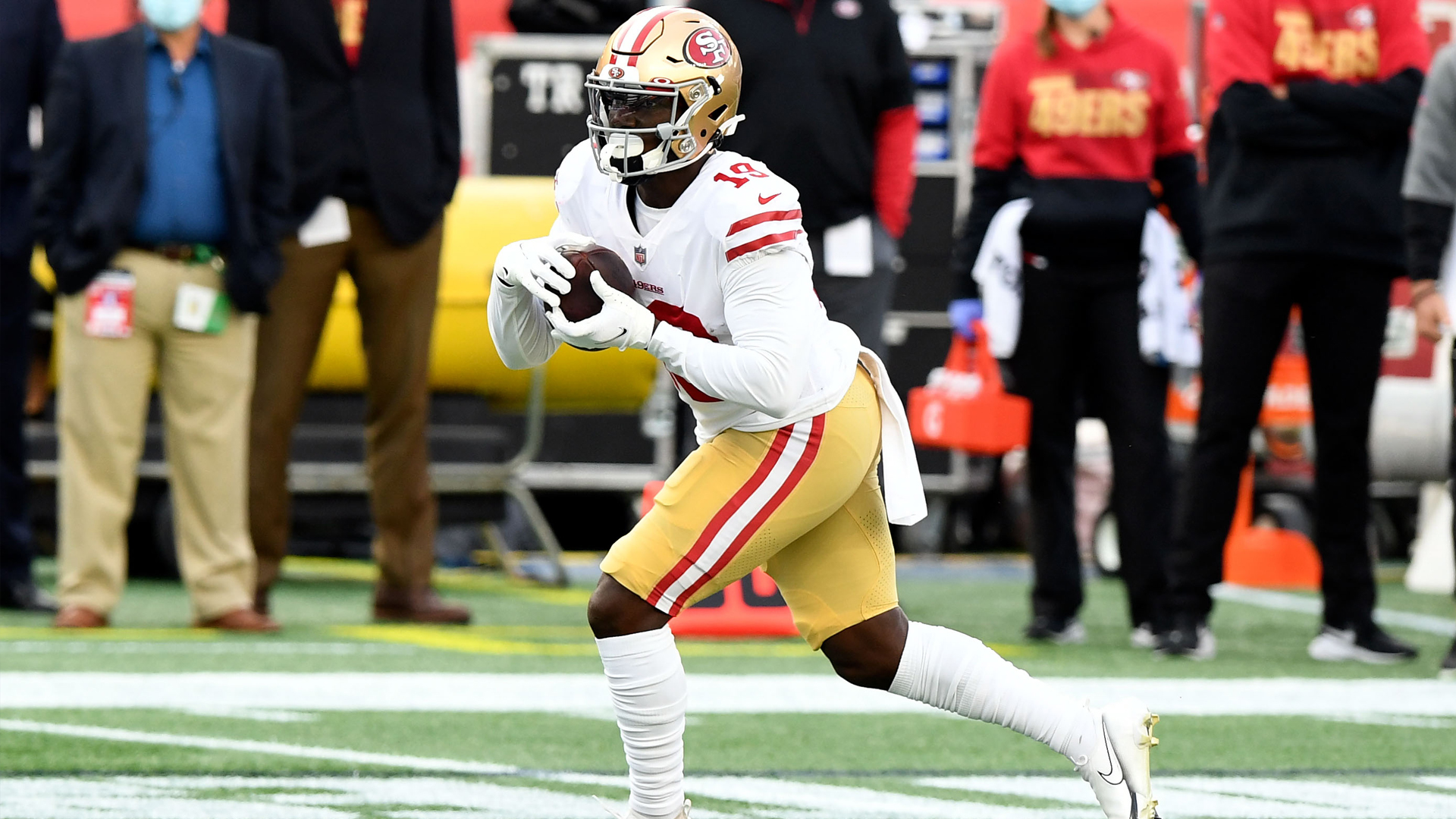 <p>Samuel, who entered the year as the team’s No. 1 wide receiver, has appeared in only four games this season. He has not gotten on the field since sustaining a hamstring injury in Week 7 against the New England Patriots.<br />
It does not appear rookie wideout Brandon Aiyuk (reserve/COVID-19 list) will be available, so the 49ers will expect Samuel to step back into the action as if he never left.</p>

<p>Samuel had his best game of the season in the victory earlier this season over the Rams. He caught six passes for 66 yards.</p>

<p>It will be important for quarterback Nick Mullens to get the ball in Samuel’s hands and Samuel will have to do a lot of work on his own, picking up big yards after the catch.</p>
