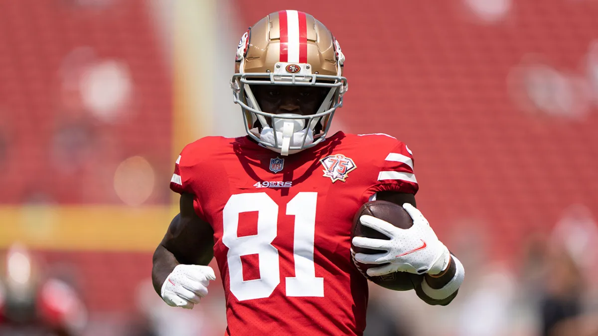 San Francisco 49ers wide receiver Trent Sherfield (81) against the Green  Bay Packers during an NFL football game in Santa Clara, Calif., Sunday,  Sept. 26, 2021. (AP Photo/Tony Avelar Stock Photo - Alamy