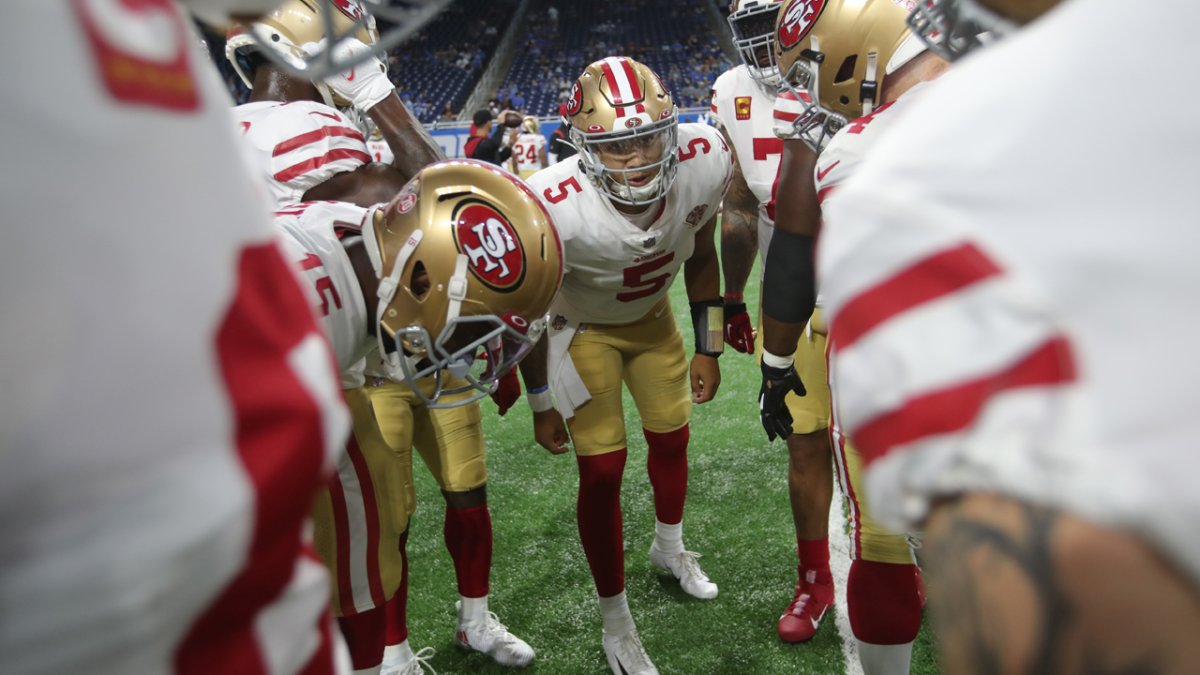 Quarterback Trey Lance of the San Francisco 49ers celebrates with News  Photo - Getty Images