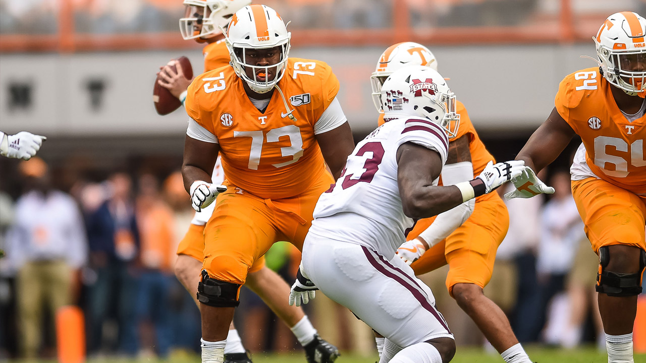<p>If you want to know what a prototypical NFL guard might look like, Trey Smith checks every box.</p>
<p>The 6-foot-5 1/2, 321-pound guard is big, long, strong and aggressive. He's a powerful people-mover, but his lack of mobility is a concern. Some of his issues can be worked out with an offseason to refine technique, though, and at pick No. 102, the 49ers are getting a guy who profiles as a starting NFL guard if they can iron out the edges.</p>
<p>I expect guys like Quinn Meinerz and Kendrick Greene to be gone by this point, so Smith will be the best option available.</p>