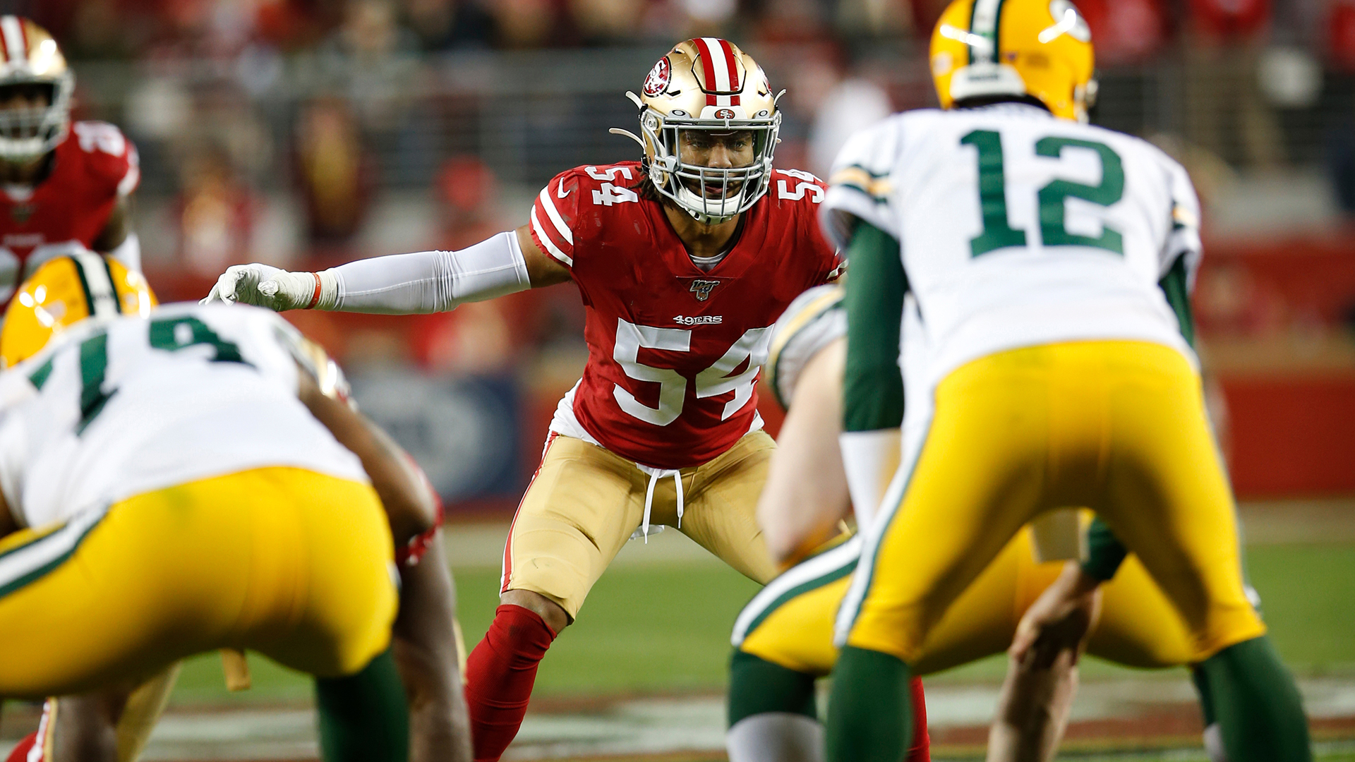 <p>Whether or not Jones is able to play for the Packers, you can expect Rodgers to frequently look for his two favorite targets: receiver Davante Adams and tight end Robert Tonyan.</p>

<p>Adams might be the best receiver in the league. Among all NFL receivers, he's tied for the most touchdowns (7) and ranks second in receiving yards per game (100.4). Tonyan, or "Baby Kittle" as he has been deemed, has burst on the scene this season with five touchdowns so far.</p>

<p>They're both matchups nightmares for most teams, but not necessarily for San Francisco. For each of Rodgers' favorite weapons, the 49ers have one of their own.</p>

<p>Jason Verrett has returned to his shutdown ways and is the third-highest graded cornerback in the league this season, according to Pro Football Focus. One would imagine he'll see plenty of Adams. Then, for Tonyan, the 49ers can throw two tremendous linebackers at him. Fred Warner has posted the second-best coverage grade among all linebackers, while Dre Greenlaw ranks 11th.</p>
