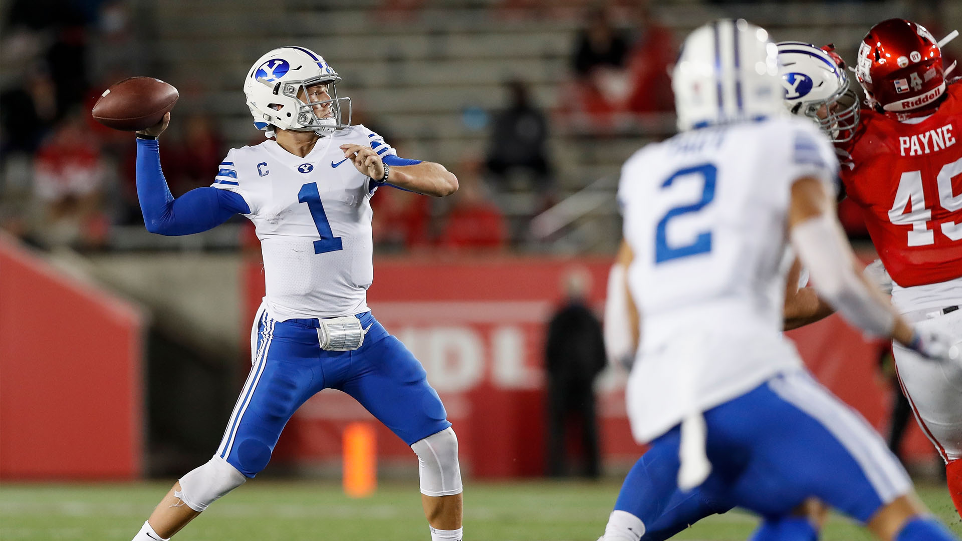 <p>I waffled between Jones and Wilson, but for now, I'll rock with the BYU Cougar.</p>
<p>We know the 49ers sent scouts to watch Wilson and they had to have come away impressed.</p>
<p>He's a mobile quarterback who is excellent on bootlegs and RPO plays. He's a threat as a runner but also excels at extending plays and keeping his eyes downfield when outside the pocket.</p>
<p>He doesn't have a rocket arm but has shown the ability to make all throws with velocity. His accuracy has improved this season. He's hyper-competitive and will sometimes make mistakes while trying to play the hero.</p>
<p>The only worry about Wilson is the 3/4 arm slot he throws out of which puts tension on his shoulder.</p>
<p>Wilson is a good NFL prospect with the arm talent, athleticism, moxie and leadership ability to be a franchise quarterback and he'll be available in the middle of Round 1, where the 49ers are slated to pick as of this moment.</p>
<p>Perhaps the 49ers are just doing their due diligence. Or, perhaps they've targeted Wilson as the next future of the franchise. As Wilson continues to rocket up draft boards, he might eventually land outside the 49ers' reach. But if he's available when they go on the clock, it will be hard to turn him down.</p>
<p>Oh, and the last BYU QB to play for the 49ers turned out pretty well if I remember.</p>