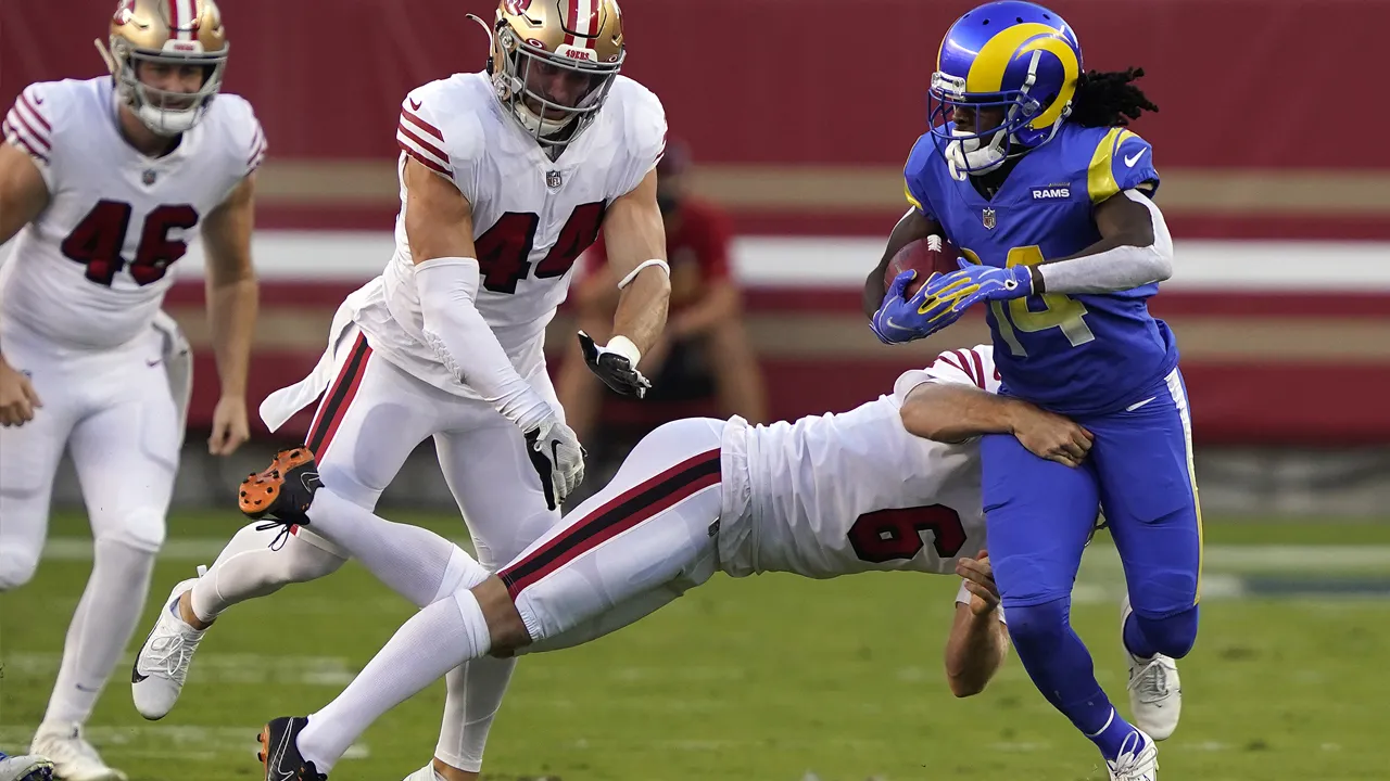 <p>Robbie Gould nailed a clutch 49-yard field goal in the fourth quarter to give the 49ers a 15-point lead.</p>
<p>Punter Mitch Wishnowsky averaged 47 yards on five punts, including two inside the 20-yard line.</p>
<p>Tarvarius Moore made a huge play on special teams when he downed Wishnowsky’s fourth-quarter punt inside the Rams’ 1-yard line.</p>
<p><strong>Grade: A</strong></p>