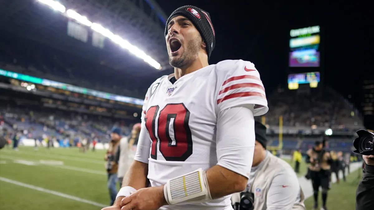 San Francisco 49ers - Old school jerseys for an old school rivalry. We'll  wear the #94Niners uniforms on Sunday Night Football vs the Los Angeles  Rams. 