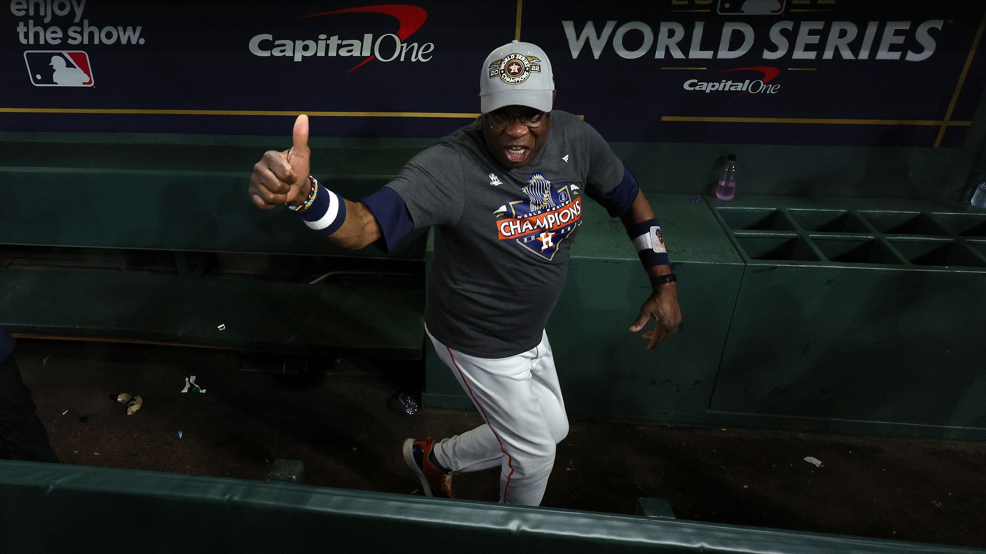 WATCH: Astros' Dusty Baker does beer luge after World Series win