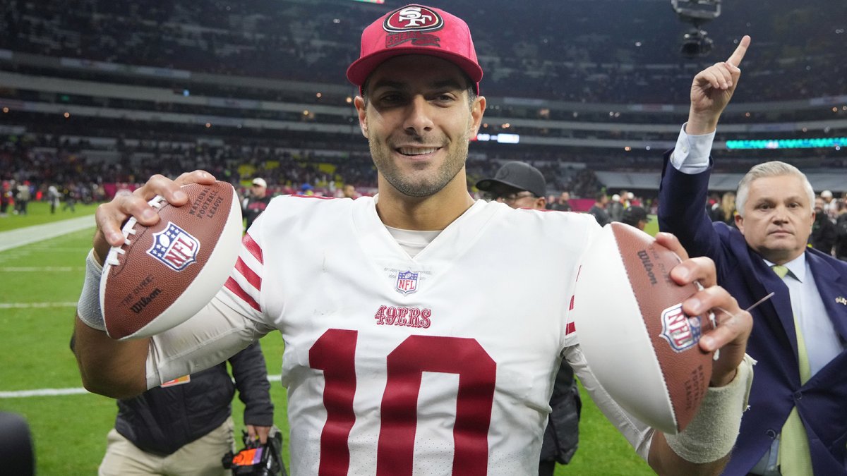 Jimmy Garoppolo shouts 'feels great, baby' in Spanish after win in Mexico  City – NBC Sports Bay Area & California