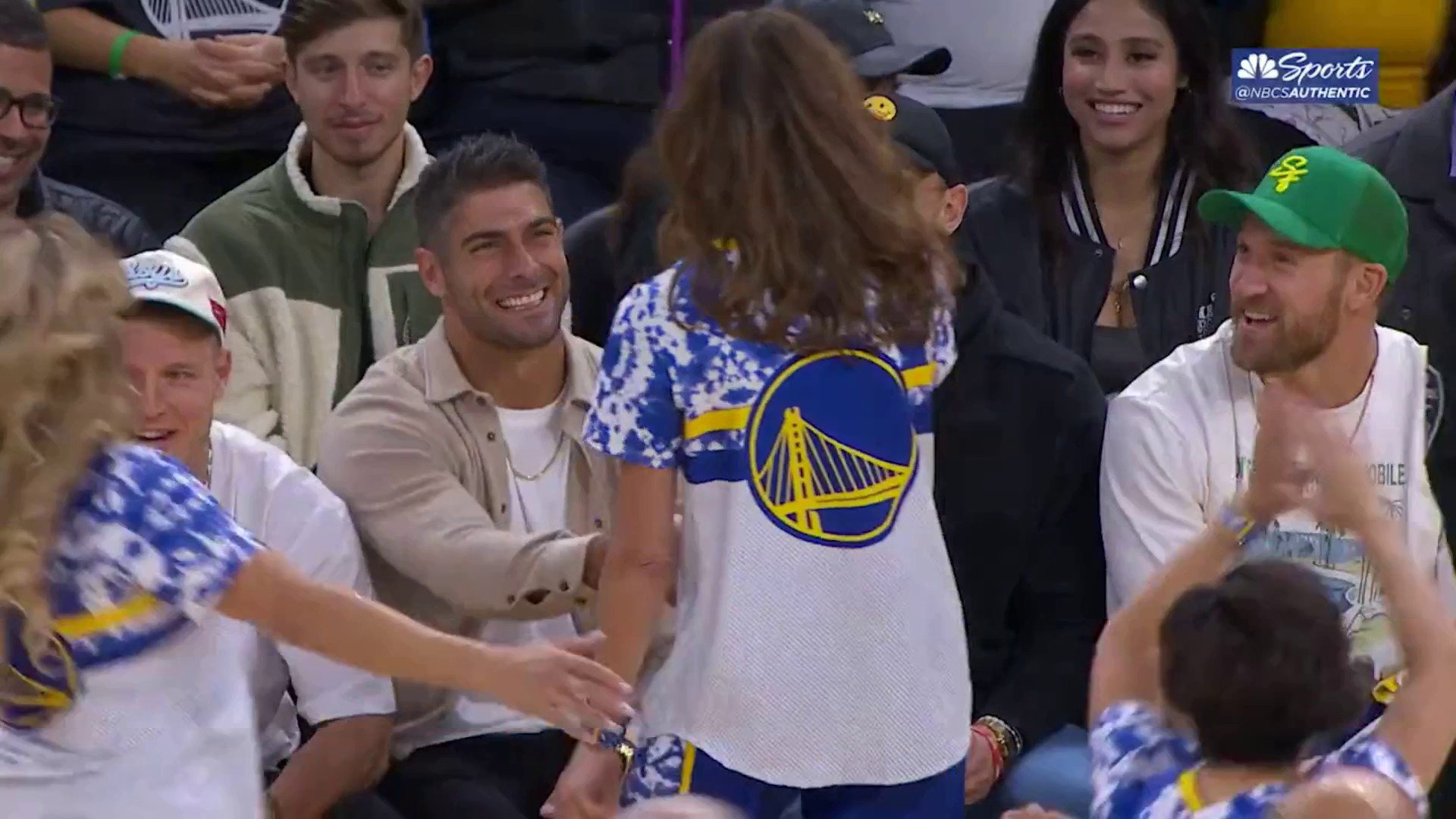 Jimmy Garoppolo & teammates at the Golden State Warriors NBA Game 