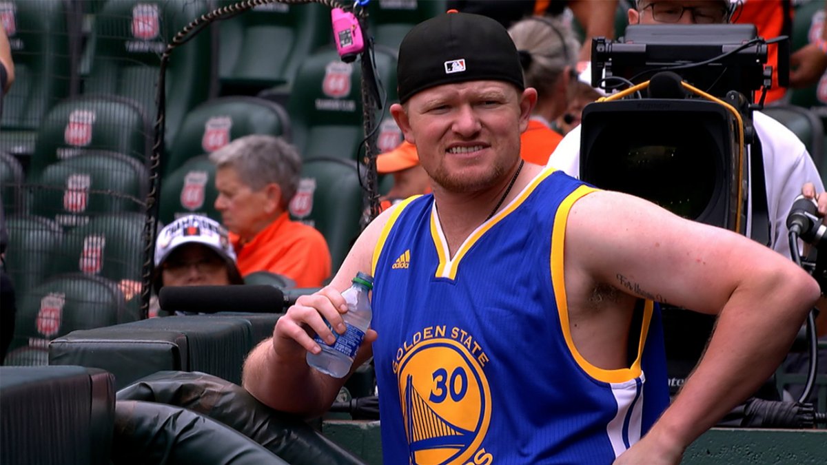 Logan Webb had to wear a Warriors jersey to batting practice after