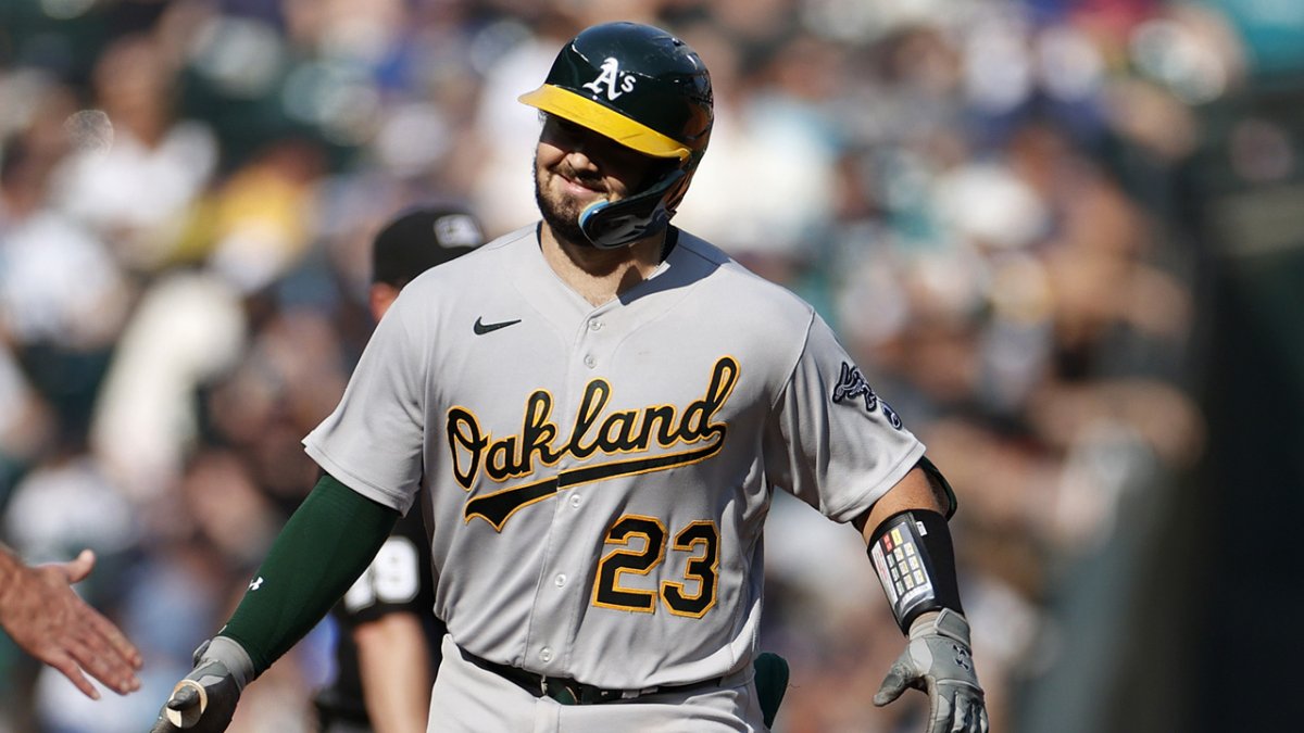 Shea Langeliers of the Oakland Athletics hits a home run in the sixth  News Photo - Getty Images