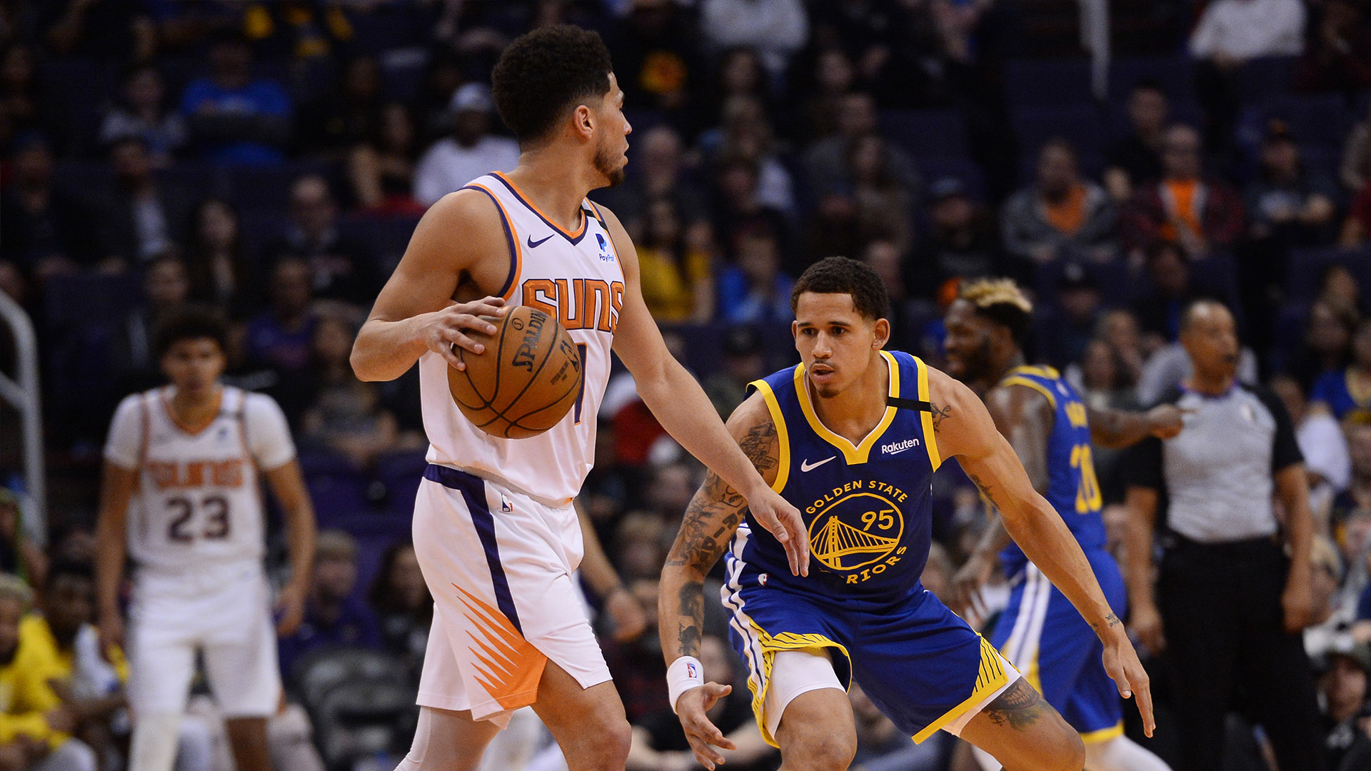 Golden State Warriors forward Juan Toscano-Anderson (95) during the second  half of an NBA basketball game against the San Antonio Spurs in San  Antonio, Tuesday, Feb. 9, 2021. (AP Photo/Eric Gay Stock