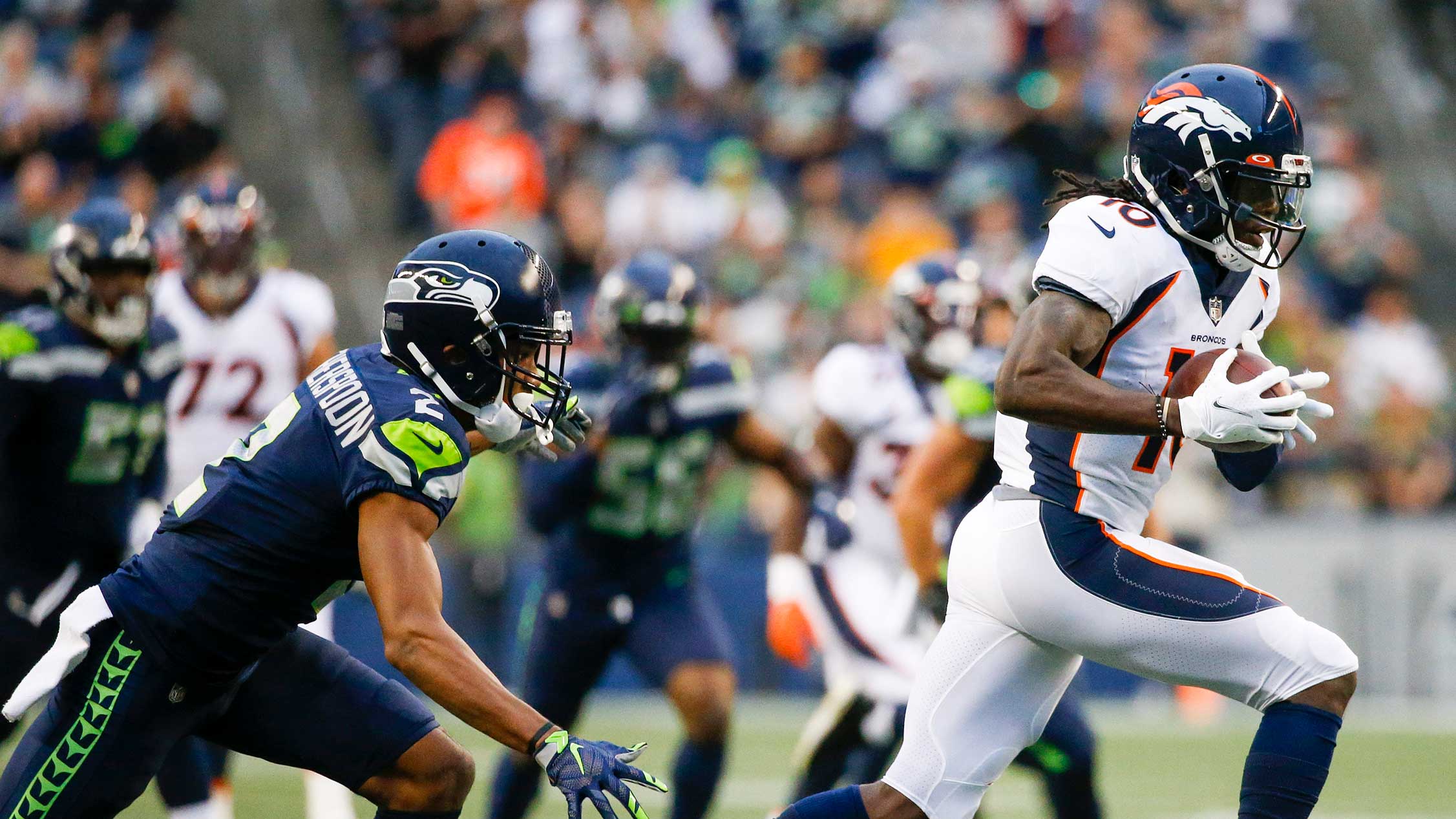 <p>The 49ers will see a familiar face when they line up against the Seattle Seahawks this season. </p>

<p><a href="https://www.nbcsports.com/bayarea/49ers/nfl-rumors-ahkello-witherspoon-seahawks-agree-one-year-contract">Ahkello Witherspoon</a> signed a one-year deal with the 49ers’ divisional rival after spending the first four years of his career in San Francisco. Witherspoon has four career interceptions and is confident he can be <a href="https://www.nbcsports.com/northwest/seahawks/seahawks-newcomer-ahkello-witherspoon-believes-hes-nfls-best-corner-when-healthy">the best cornerback in the league</a> if he can stay healthy.</p>

<p><a href="https://www.nbcsports.com/bayarea/49ers/49ers-kyle-shanahan-regrets-giving-seahawks-chance-claim-dj-reed">D.J. Reed</a> also got his first real shot in the Seahawks’ secondary in 2020 and is expected to have an increased role in 2021. He defended seven passes and picked off two more in eight starts during the 2020 season.</p>

<p>The 49ers will host the Seahawks in Week 4 before playing in Seattle for a Sunday Night Football showdown in Week 13.</p>
