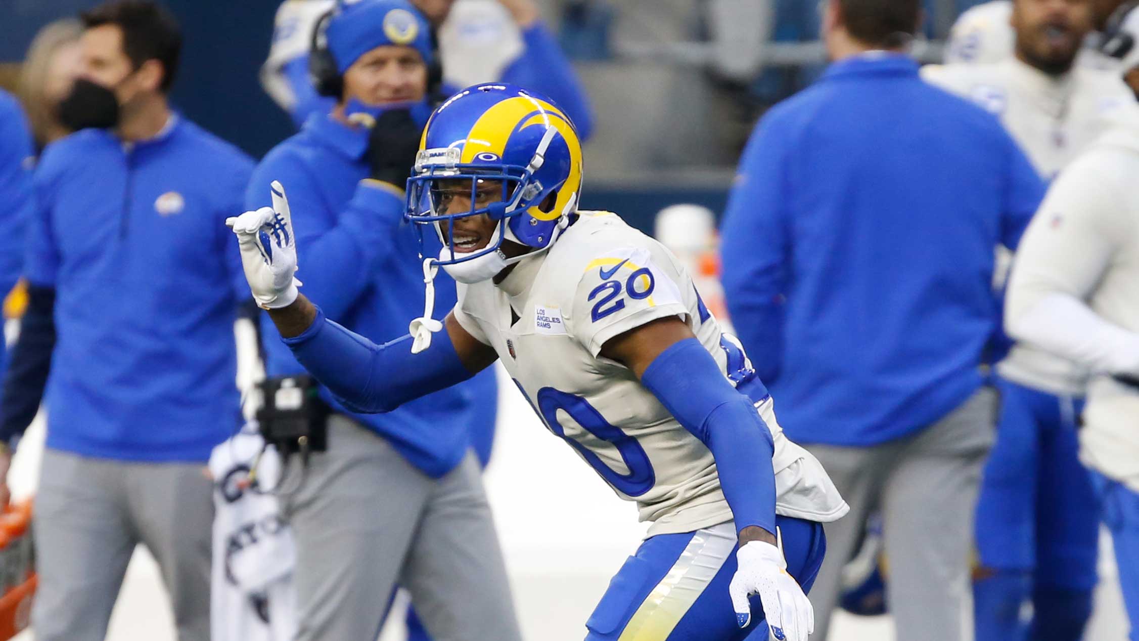 <p><a href="https://www.nbcsports.com/northwest/seahawks/jalen-ramsey-robert-woods-troll-seattle-seahawks-following-embarrassing-exit">Jalen Ramsey</a> is somehow not the best player on his own defense -- it’s nearly impossible to grab that distinction when you are teammates with Aaron Donald. Nonetheless, the 2016 first-round pick out of Florida State is still one of the true lockdown corners in the NFL.</p>

<p>Ramsey’s box score stats from 2020 don’t jump off the page: 44 tackles, nine passes defended and one interception. Those stats are so low because few quarterbacks even dared to look in his direction. His suffocating coverage earned him a spot on the All-Pro first team.</p>

<p>The <a href="https://www.nbclosangeles.com/tag/los-angeles-rams/">Los Angeles Rams’</a> other top corner is Darious Williams, who reaped the rewards of playing alongside Ramsey in 2020 by securing a career-high four interceptions.</p>

<p>The 49ers will welcome the Rams to Santa Clara for a Monday Night Football matchup in Week 10 and end their season in L.A. for a Week 18 battle.</p>
