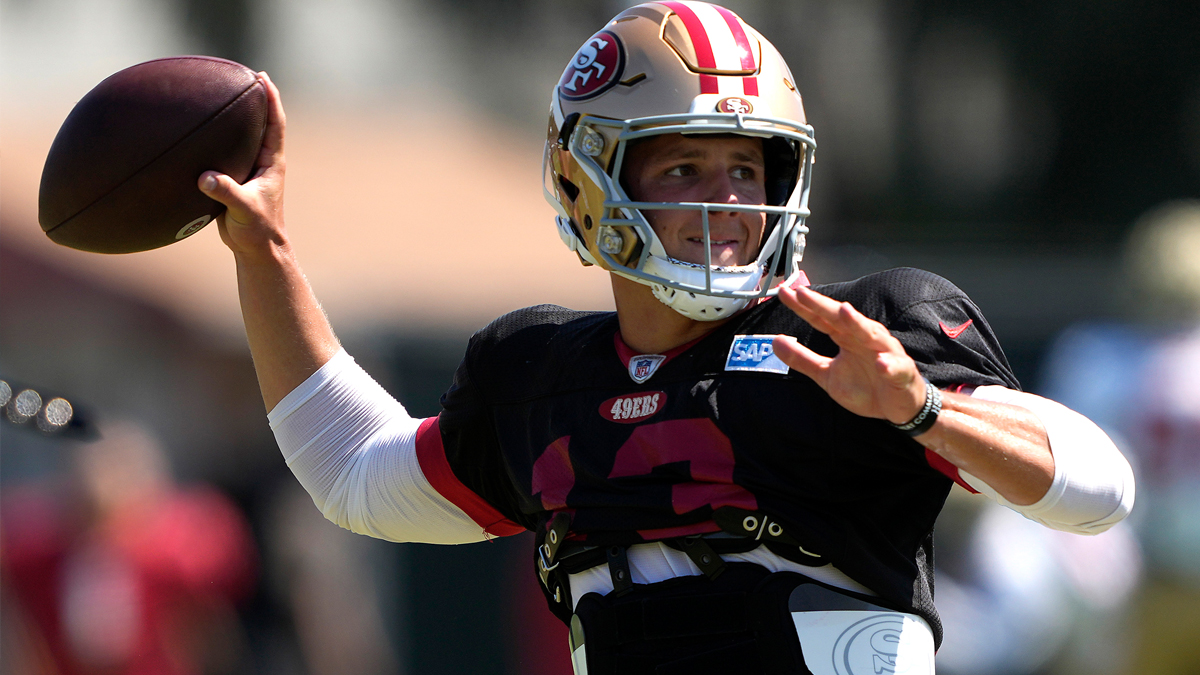 49ers training camp report Brock Purdys bumpy practice vs