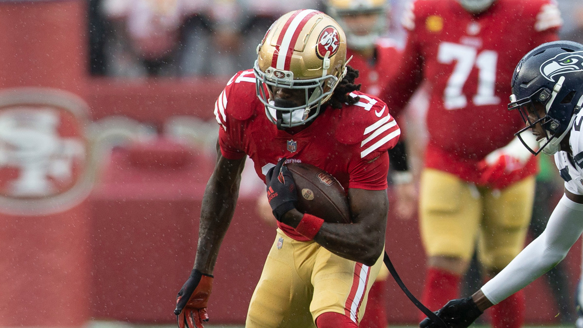 49ers receiver Brandon Aiyuk is emerging as a star in training