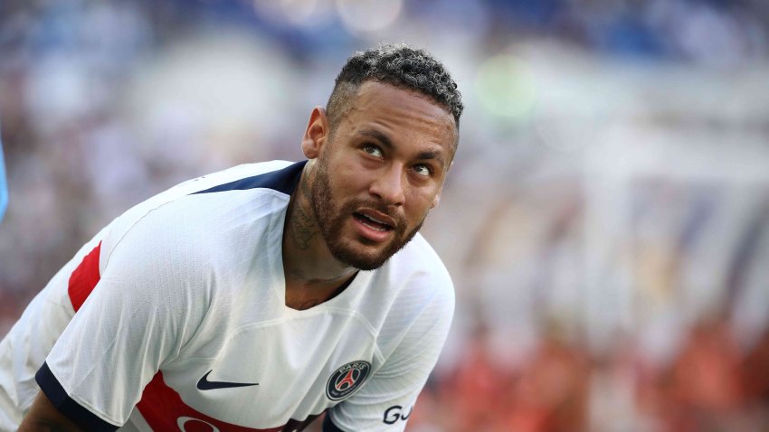 Neymar Jr of Paris Saint-Germain in action during the preseason friendly between Jeonbuk Hyundai Motors and Paris Saint-Germain at Busan Asiad Stadium on August 03, 2023 in Busan, South Korea.