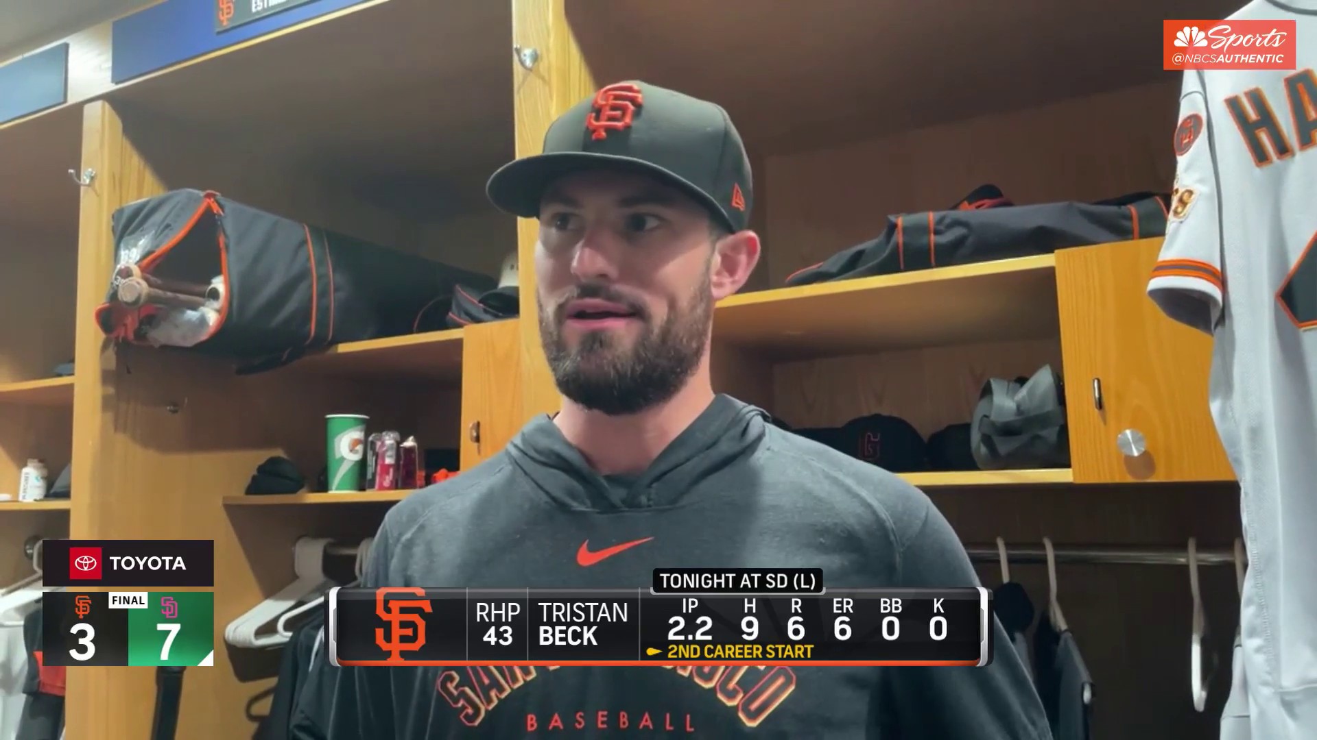 Giants lose again; memorable MLB debut for Tristan Beck