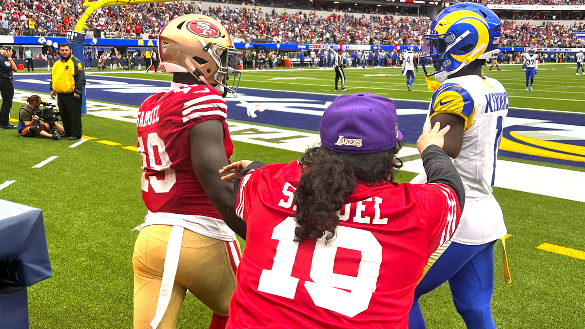 49ers fan shoves Rams' Derion Kendrick to protect Deebo Samuel