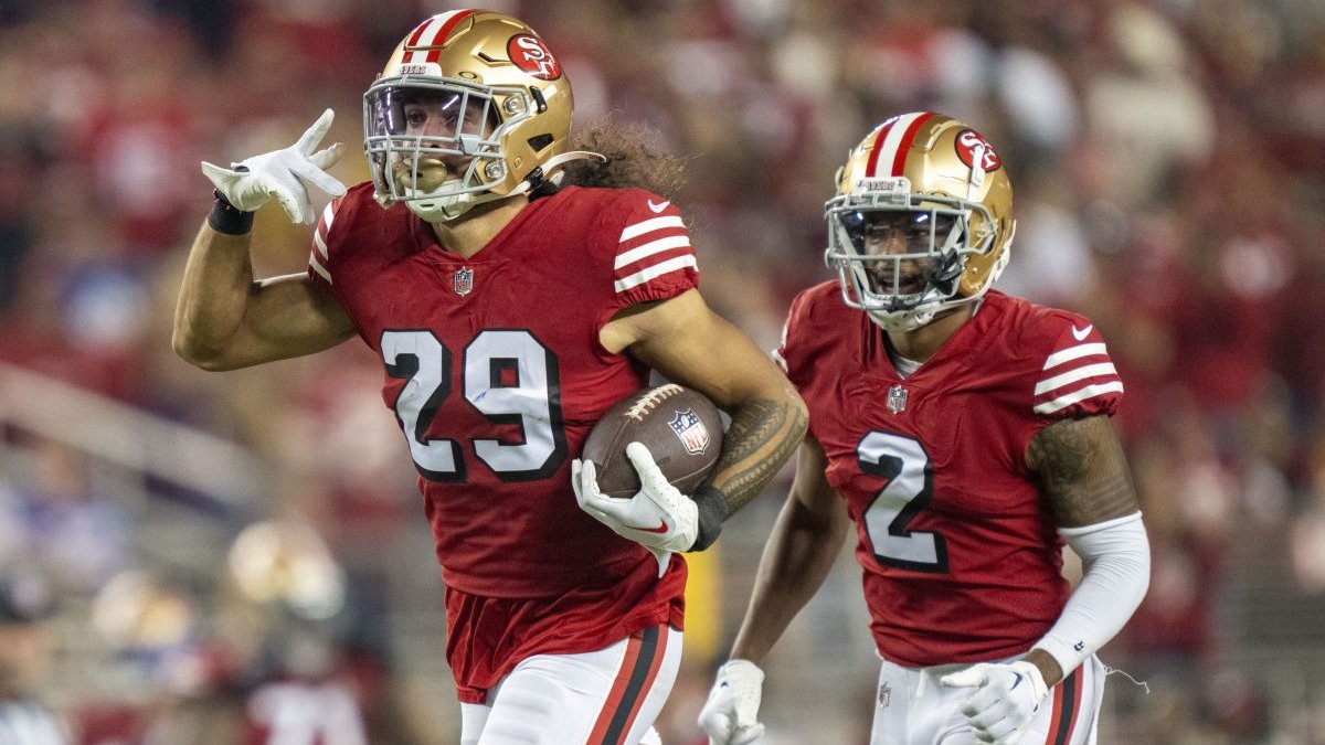 Talanoa Hufanga with a pick-six for the San Francisco 49ers