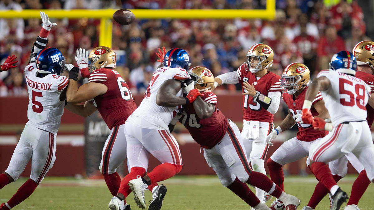 Brock Purdy, 49ers getting flustered early by blitzing Giants on