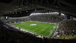 General view inside of the stadium ahead of the UEFA Europa Conference League Knockout Round Play-Offs Leg Two match between Maccabi Tel Aviv and PSV Eindhoven at  on Feb. 24, 2022 in Tel Aviv, Israel.