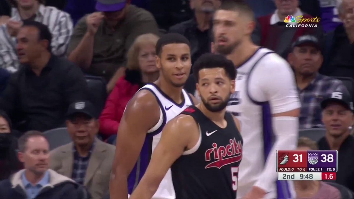 Keegan Murray Gets Final Word After Twin Kris Murray Blocks Him In Kings Trail Blazers Nbc