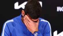 MELBOURNE, AUSTRALIA - JANUARY 26: Novak Djokovic of Serbia talks to the media at a press conference following his semifinal singles match loss against
Jannik Sinner of Italy during the 2024 Australian Open at Melbourne Park on January 26, 2024 in Melbourne, Australia. (Photo by Graham Denholm/Getty Images)