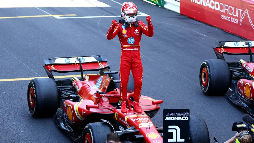 Charles Leclerc celebrates