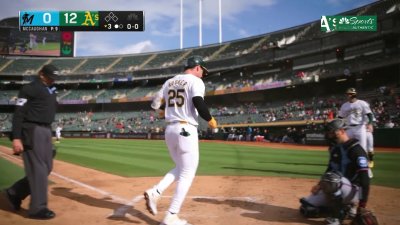 A's break game open vs. Marlins with three homers, 10 runs in third inning